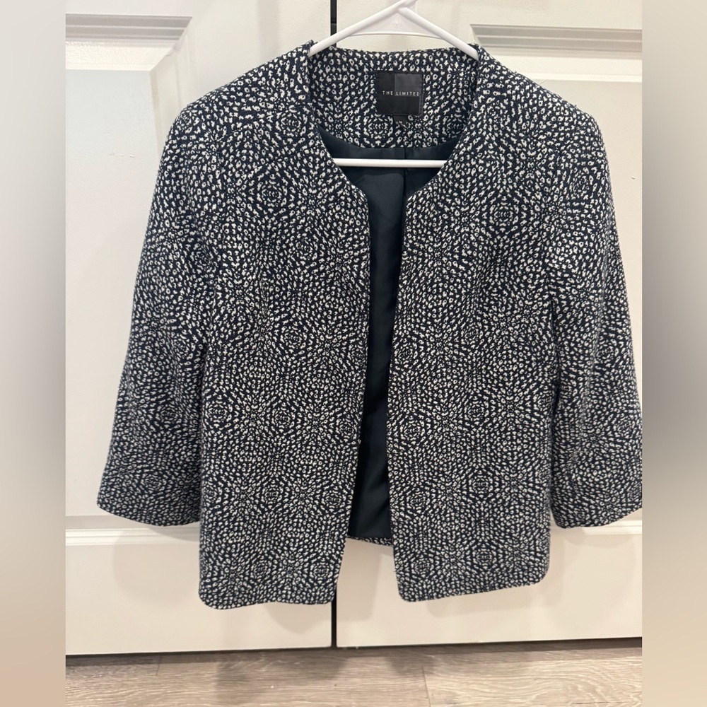 The Limited Black & White Patterned Open Blazer